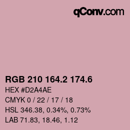 カラーコード: RGB 210 164.2 174.6 | qconv.com