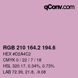 カラーコード: RGB 210 164.2 194.6 | qconv.com
