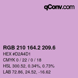 カラーコード: RGB 210 164.2 209.6 | qconv.com