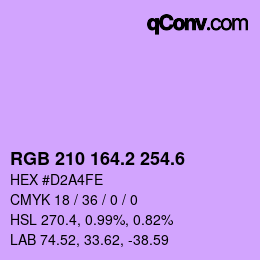 カラーコード: RGB 210 164.2 254.6 | qconv.com