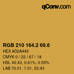 カラーコード: RGB 210 164.2 69.6 | qconv.com