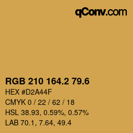 カラーコード: RGB 210 164.2 79.6 | qconv.com