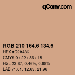 カラーコード: RGB 210 164.6 134.6 | qconv.com