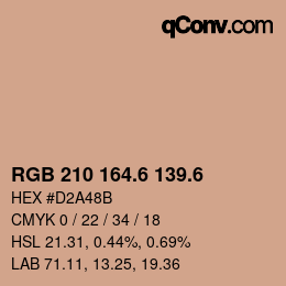 カラーコード: RGB 210 164.6 139.6 | qconv.com