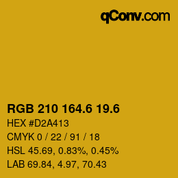 カラーコード: RGB 210 164.6 19.6 | qconv.com