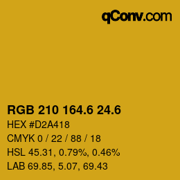 カラーコード: RGB 210 164.6 24.6 | qconv.com