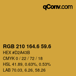 カラーコード: RGB 210 164.6 59.6 | qconv.com