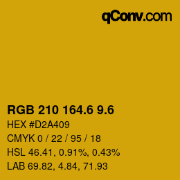カラーコード: RGB 210 164.6 9.6 | qconv.com