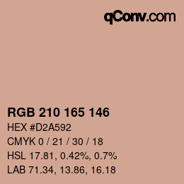 Color code: RGB 210 165 146 | qconv.com