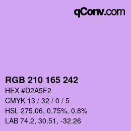 カラーコード: RGB 210 165 242 | qconv.com