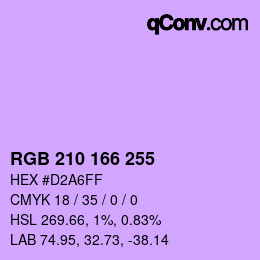 カラーコード: RGB 210 166 255 | qconv.com