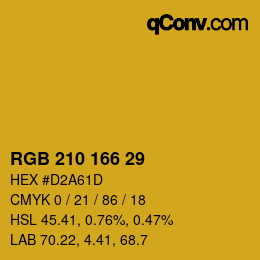 Color code: RGB 210 166 29 | qconv.com