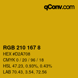 Color code: RGB 210 167 8 | qconv.com