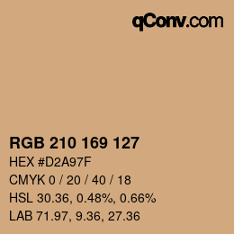 カラーコード: RGB 210 169 127 | qconv.com