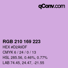 Color code: RGB 210 169 223 | qconv.com