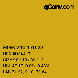 カラーコード: RGB 210 170 23 | qconv.com