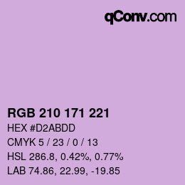 颜色代码: RGB 210 171 221 | qconv.com