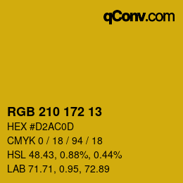 Color code: RGB 210 172 13 | qconv.com