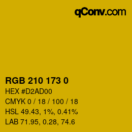 Color code: RGB 210 173 0 | qconv.com