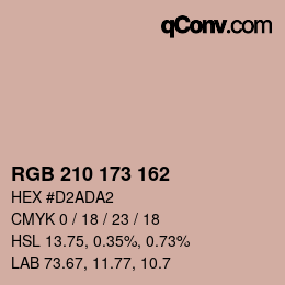 Color code: RGB 210 173 162 | qconv.com