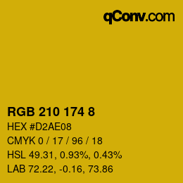 カラーコード: RGB 210 174 8 | qconv.com