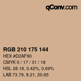 Color code: RGB 210 175 144 | qconv.com