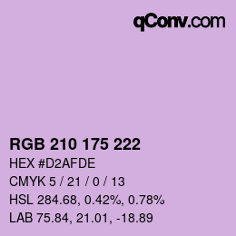 Color code: RGB 210 175 222 | qconv.com