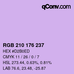 Color code: RGB 210 176 237 | qconv.com