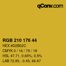 カラーコード: RGB 210 176 44 | qconv.com