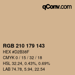 Farbcode: RGB 210 179 143 | qconv.com