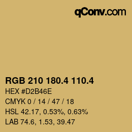 カラーコード: RGB 210 180.4 110.4 | qconv.com