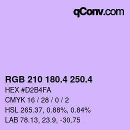 カラーコード: RGB 210 180.4 250.4 | qconv.com