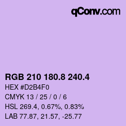 カラーコード: RGB 210 180.8 240.4 | qconv.com