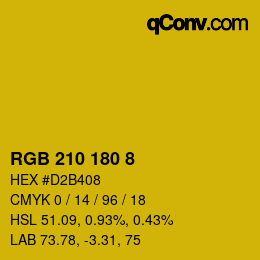 Color code: RGB 210 180 8 | qconv.com