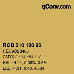 颜色代码: RGB 210 180 96 | qconv.com