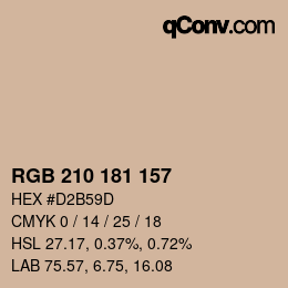 Color code: RGB 210 181 157 | qconv.com