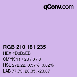 Color code: RGB 210 181 235 | qconv.com