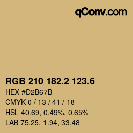 カラーコード: RGB 210 182.2 123.6 | qconv.com
