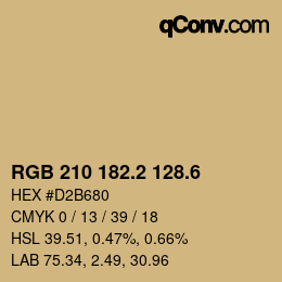 カラーコード: RGB 210 182.2 128.6 | qconv.com