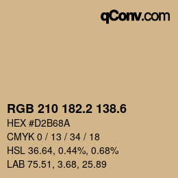 カラーコード: RGB 210 182.2 138.6 | qconv.com