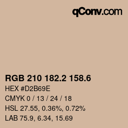 カラーコード: RGB 210 182.2 158.6 | qconv.com