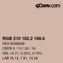 カラーコード: RGB 210 182.2 168.6 | qconv.com