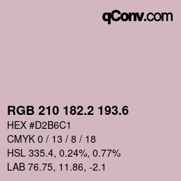 カラーコード: RGB 210 182.2 193.6 | qconv.com