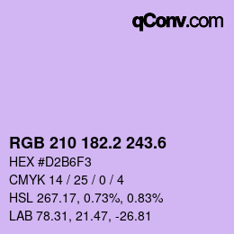 カラーコード: RGB 210 182.2 243.6 | qconv.com