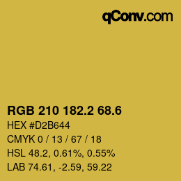 カラーコード: RGB 210 182.2 68.6 | qconv.com