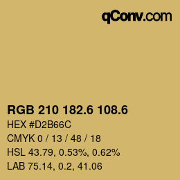 カラーコード: RGB 210 182.6 108.6 | qconv.com