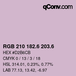 カラーコード: RGB 210 182.6 203.6 | qconv.com