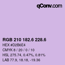 カラーコード: RGB 210 182.6 228.6 | qconv.com