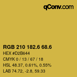 カラーコード: RGB 210 182.6 68.6 | qconv.com