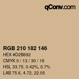 Color code: RGB 210 182 146 | qconv.com